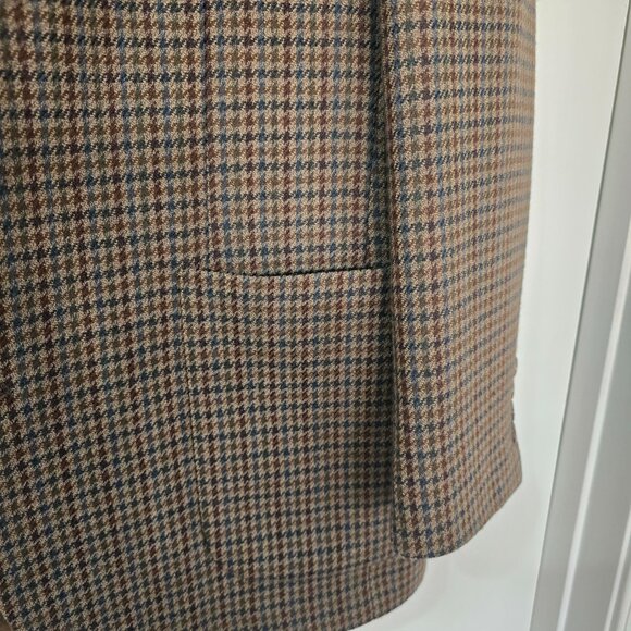 JoS A Bank Pure Wool Houndstooth 2 Button Blazer Sports Coat Brown Tan Sz 42L - Picture 3 of 11